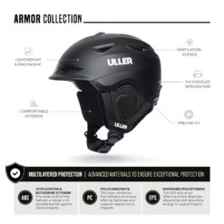 Uller Armor Black - Casco de Esquí y Snowboard Profesional -The Indian Face Tienda UL A04 23M01C01 08