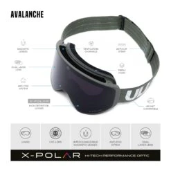 Uller Avalanche Green / Black - High Performance Magnetic Ski Goggles 24 Uller Avalanche Green / Black - High Performance Magnetic Ski Goggles -The Indian Face Tienda UL V02 24M02C04 06