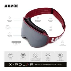 Uller Avalanche Red / Silver Ski & Snowboard Goggles with X-POLAR Lenses -The Indian Face Tienda UL V02 24M02C10 06